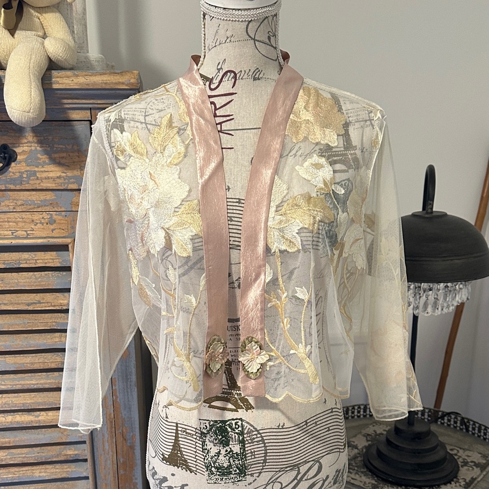 Lee Anderson Embroidered Sheer Jacket